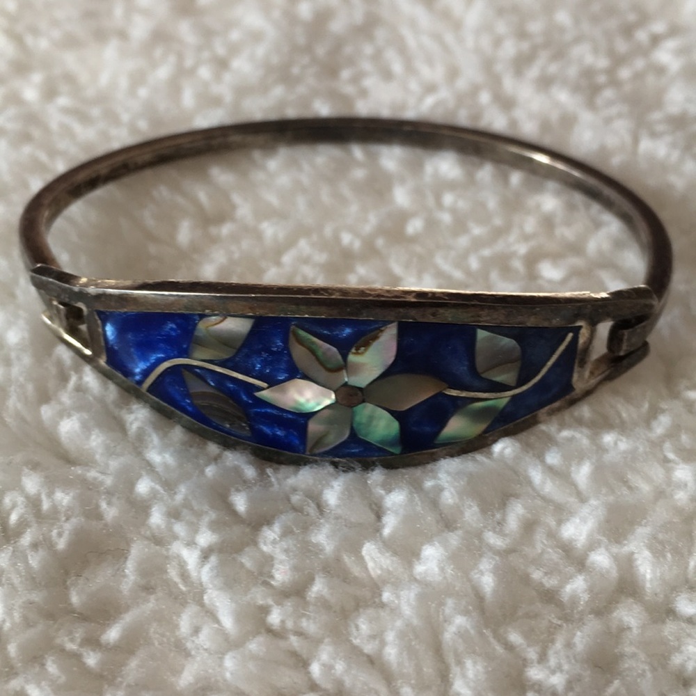 Silver Abalone Inlay Bracelets - image 2